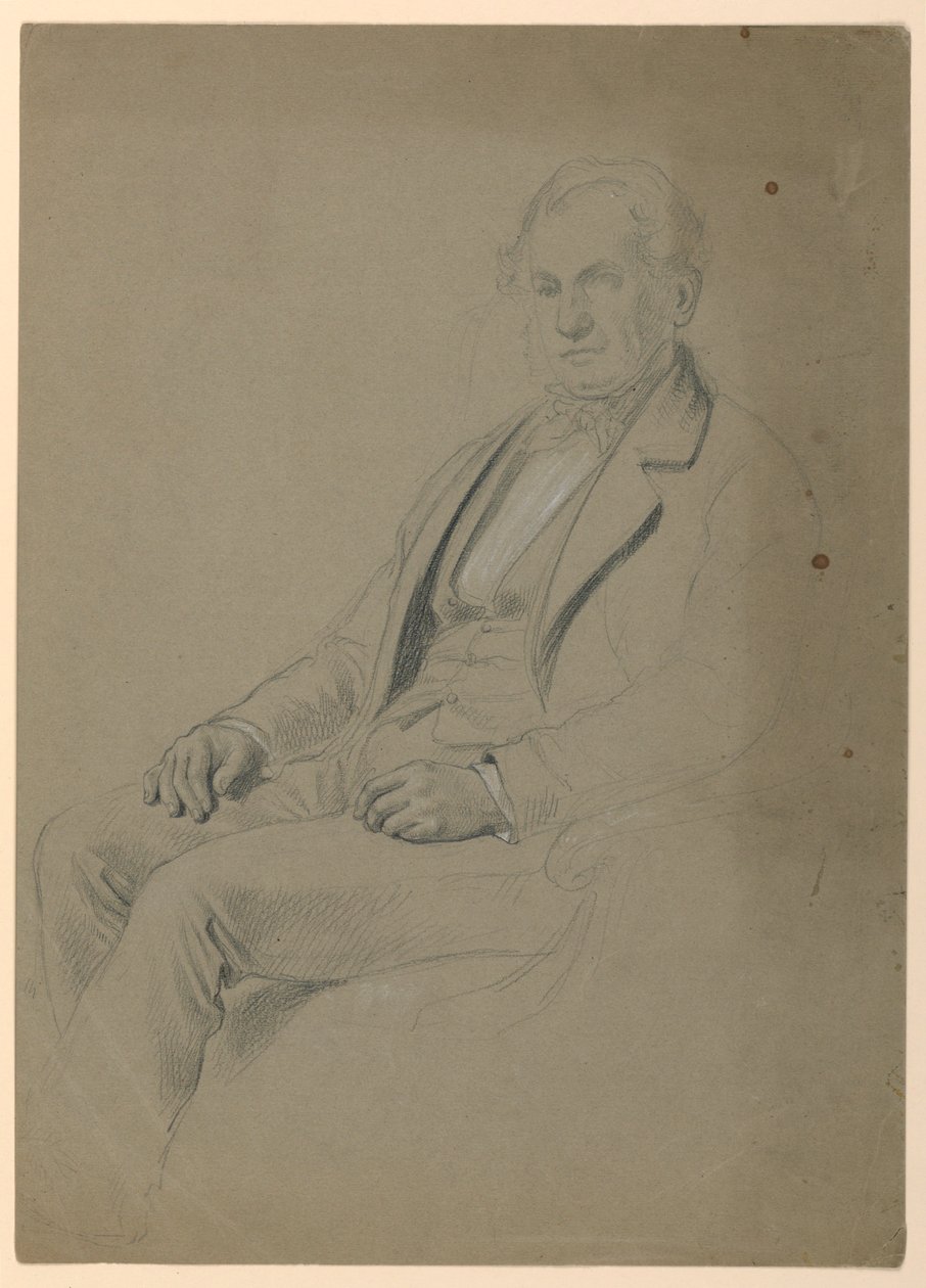 Disegno, uomo seduto, 1860 da Daniel Huntington