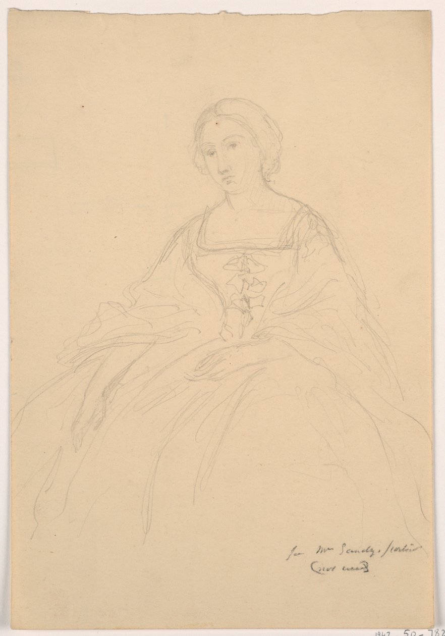 Disegno, Mrs. Sheppard Gandy seduta; verso: schizzo al tratto, 1859 da Daniel Huntington