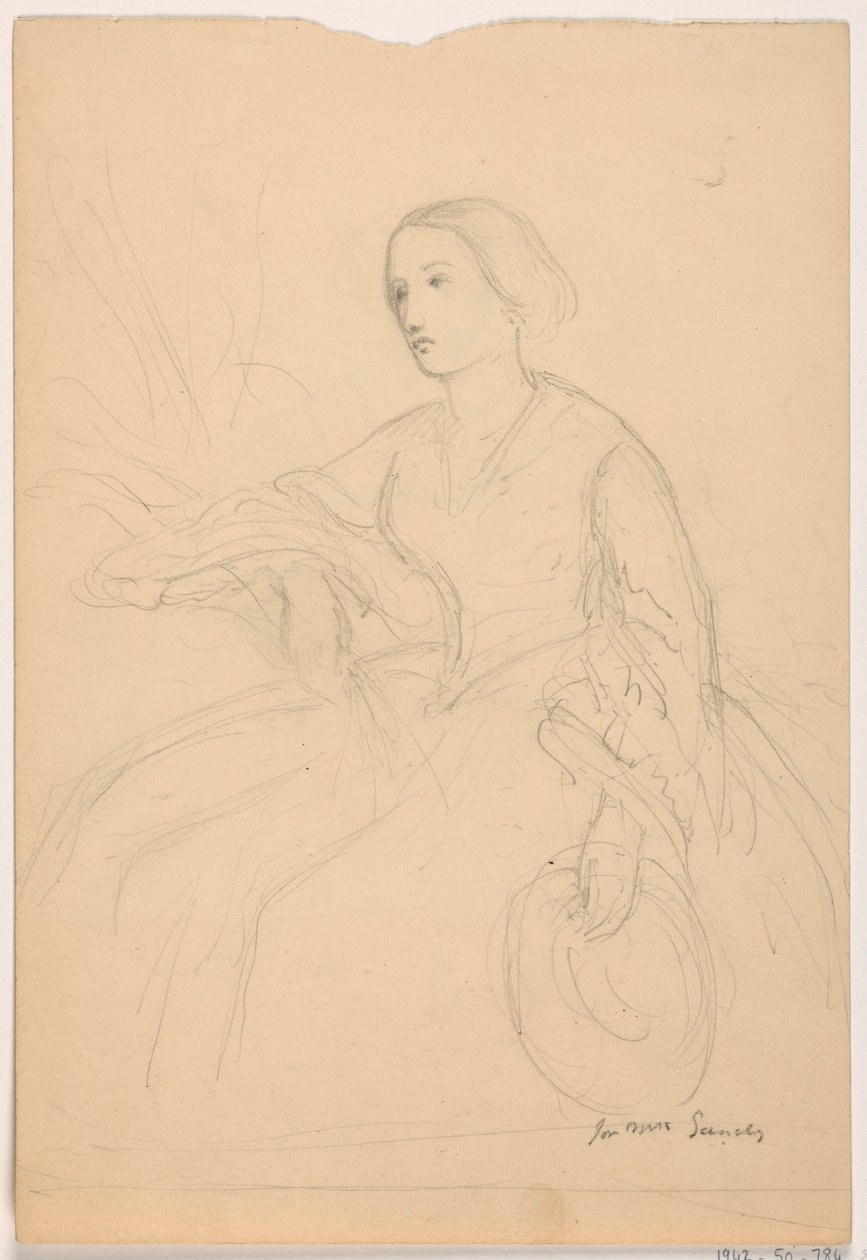 Disegno, Signora Sheppard Gandy seduta; verso: Signora Sheppard Gandy seduta, 1859 da Daniel Huntington