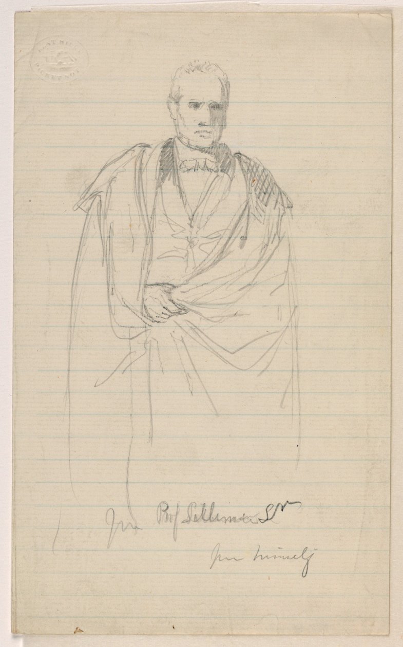 Disegno, Prof Benjamin Silliman, Sr. In piedi; a sinistra: Prof. Benjamin Silliman, Sr. seduto, 1858 da Daniel Huntington