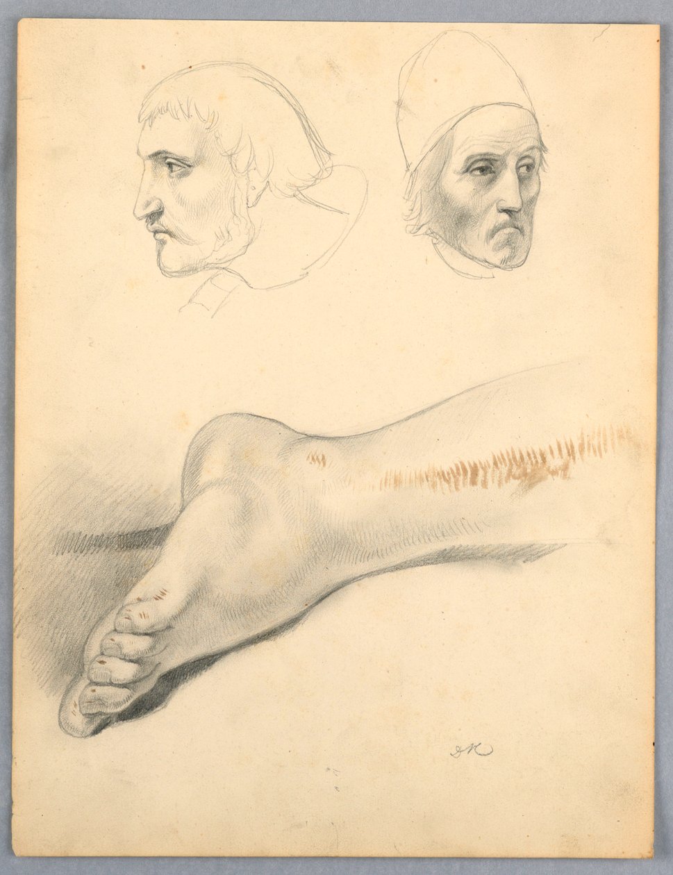 Disegno, piede destro e due teste S, 1852 da Daniel Huntington