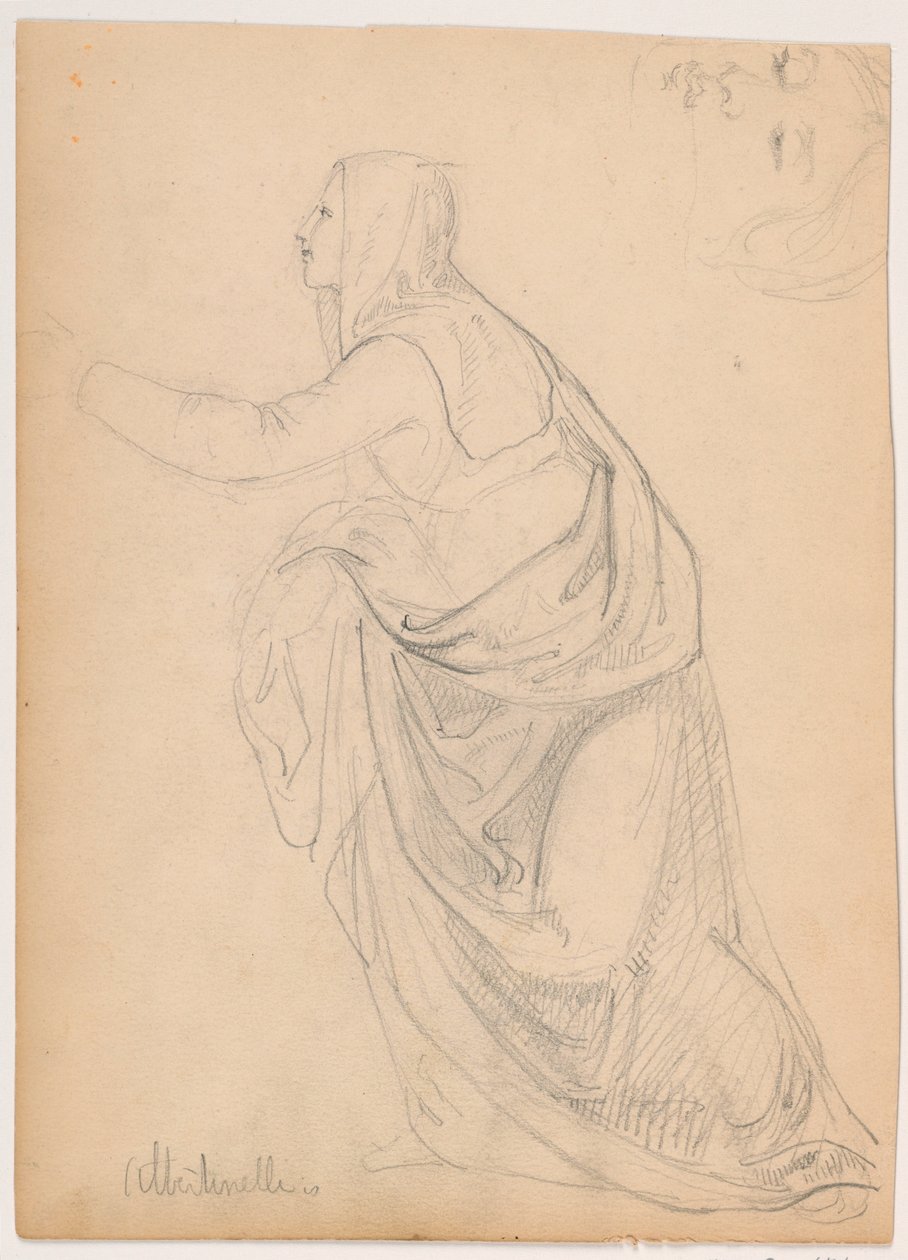 Disegno, Donna vestita che tende la mano, da Mariotto Albetinelli, 1844 da Daniel Huntington