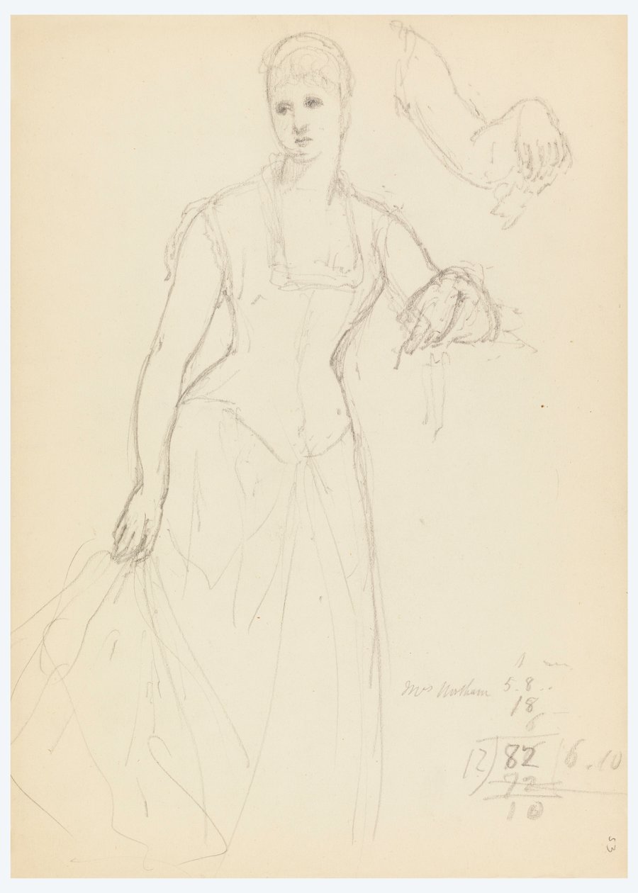 Disegno, schizzo per un ritratto di Bella Worsham, 1878 da Daniel Huntington