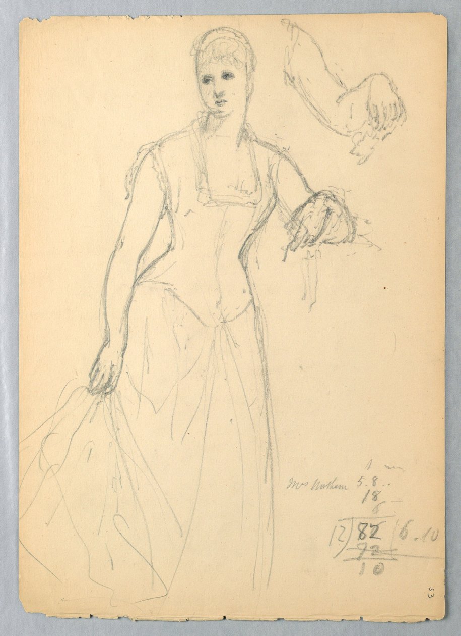 Disegno, schizzo per un ritratto di Bella Worsham, 1878 da Daniel Huntington