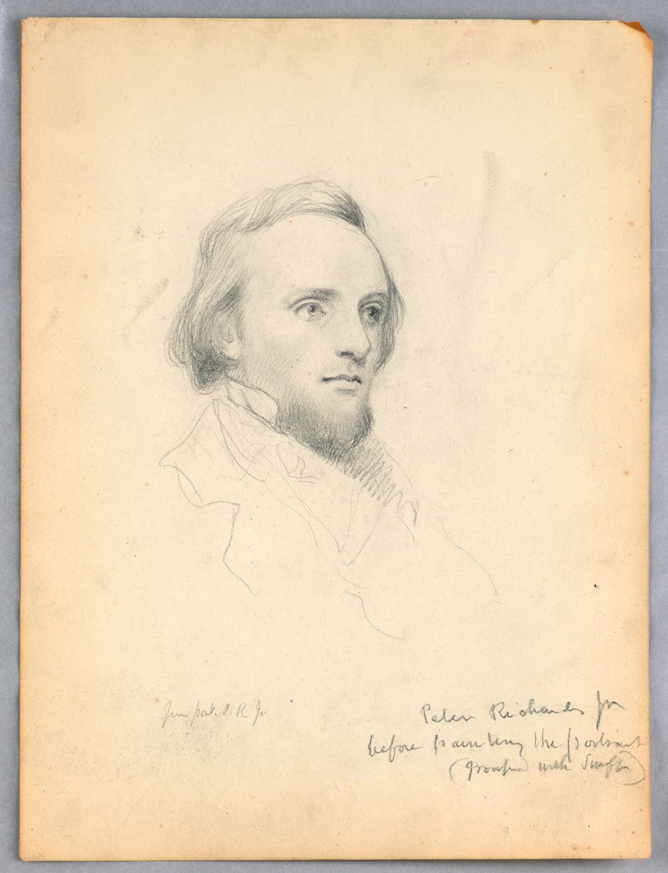 Disegno, schizzo della testa di Peter Richards per il suo ritratto, 1849 da Daniel Huntington
