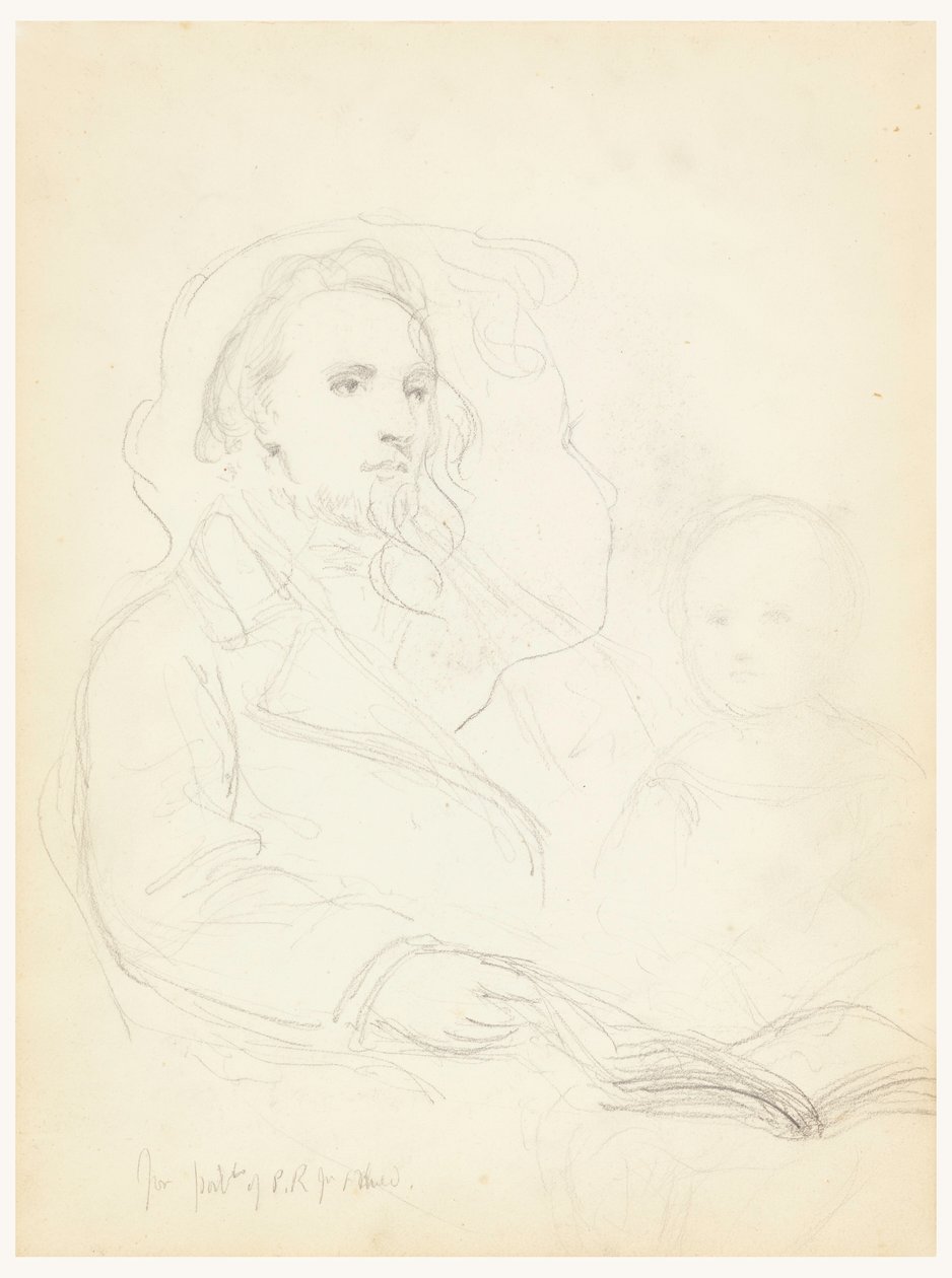 Disegno, schizzi per "Lezione di carità" e ritratto di Peter Richards, Jr., 1849 da Daniel Huntington