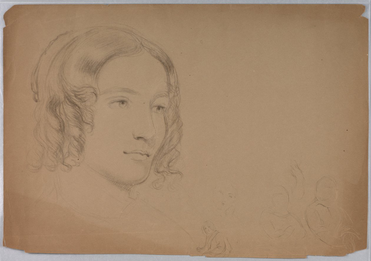 Disegno, schizzi di teste di donna, anni 1840 da Daniel Huntington