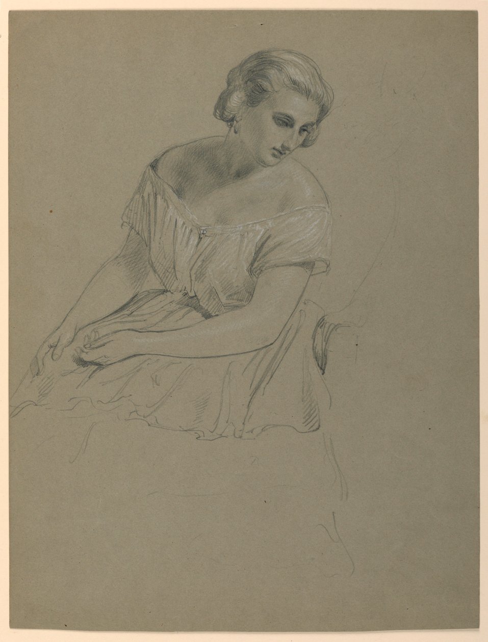 Disegno, studio per il "Ricevimento di Martha Washington", 1860 da Daniel Huntington