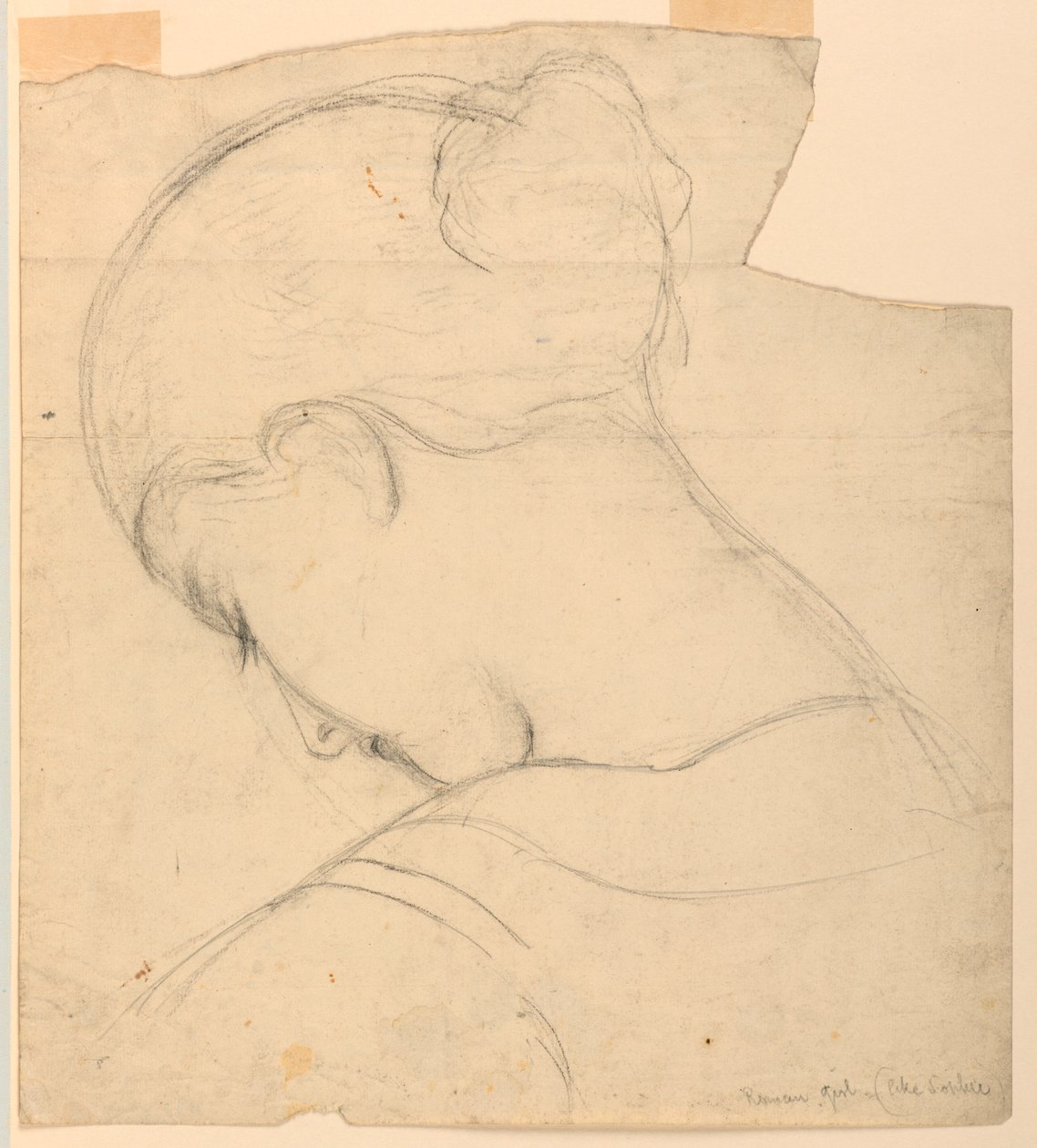 Disegno, Studio per "Ragazza romana", Testa di donna, 1841 da Daniel Huntington