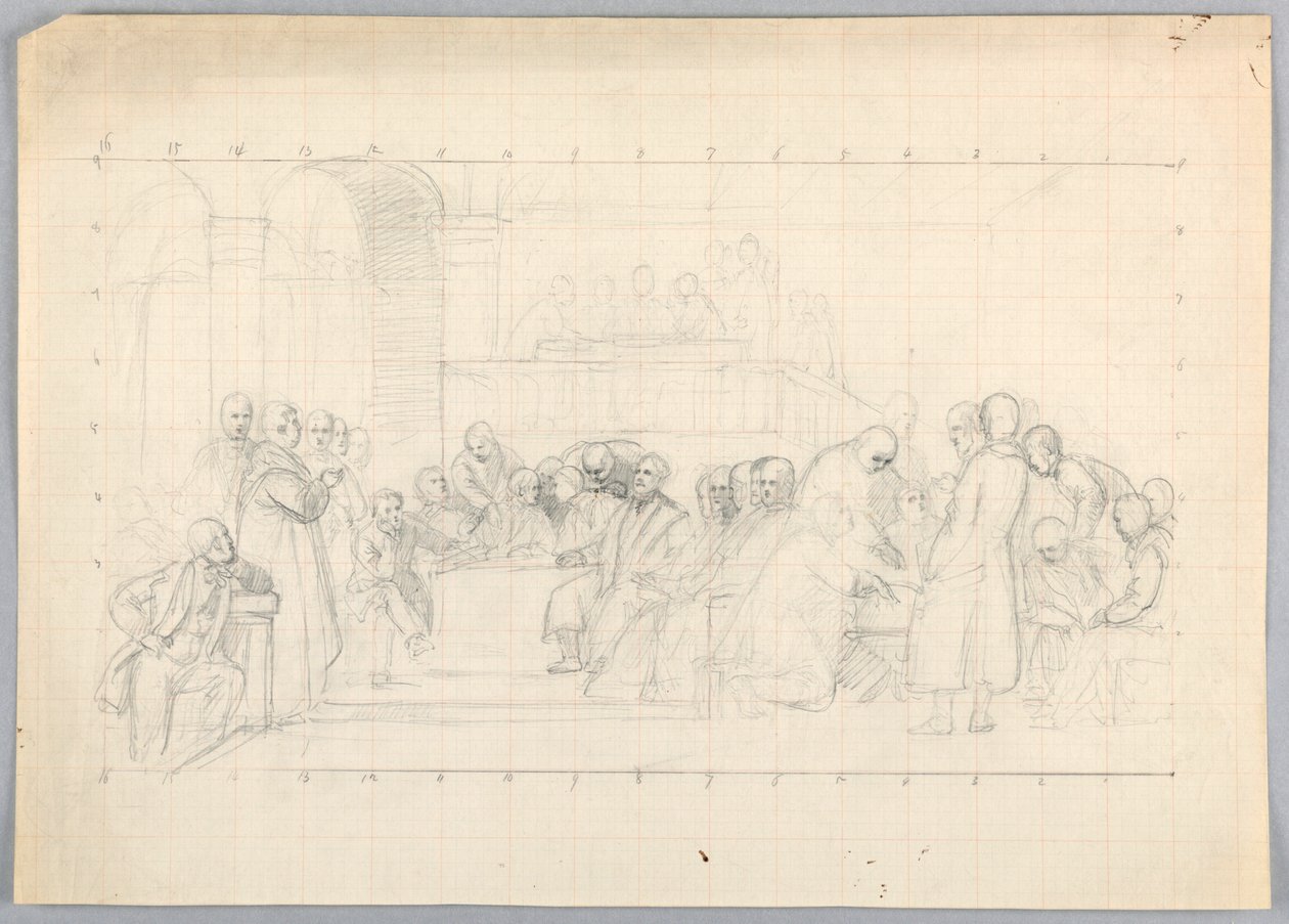 Disegno, studio per "Gruppo scientifico", 1858 da Daniel Huntington