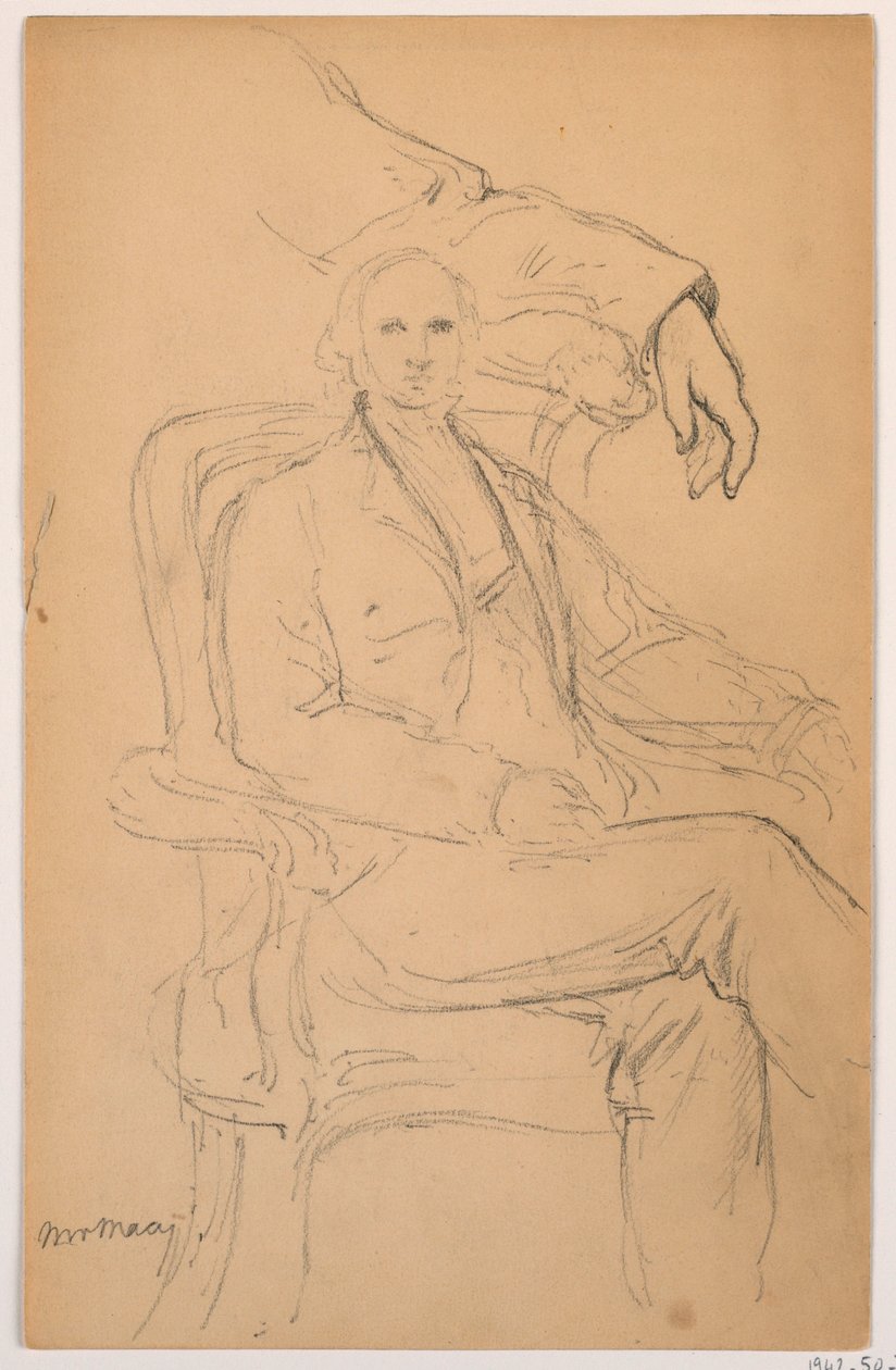 Disegno, William H. Macy seduto, studio del braccio sinistro separato, 1884 da Daniel Huntington