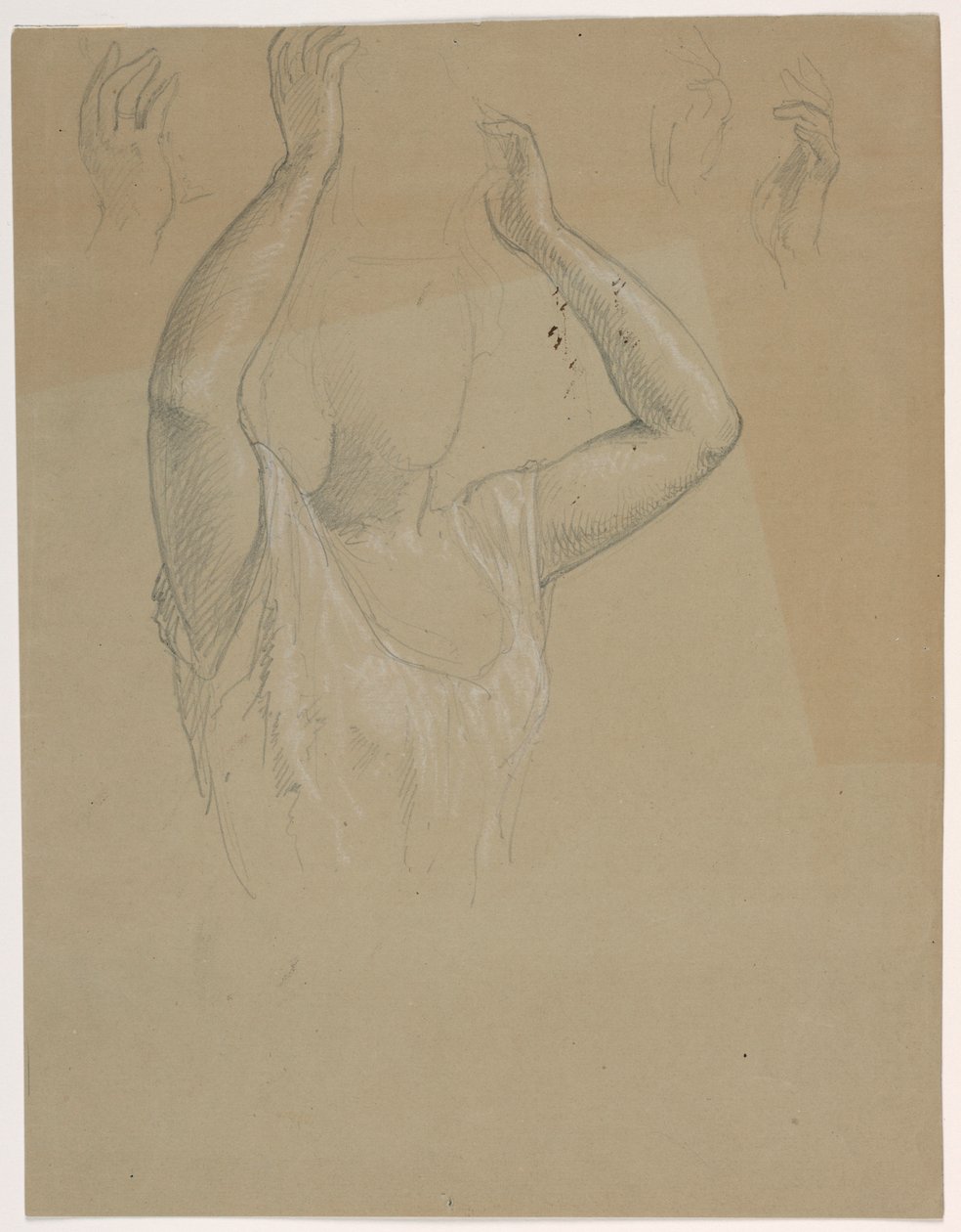 Disegno, Donna con mani alzate A, 1844-45 da Daniel Huntington