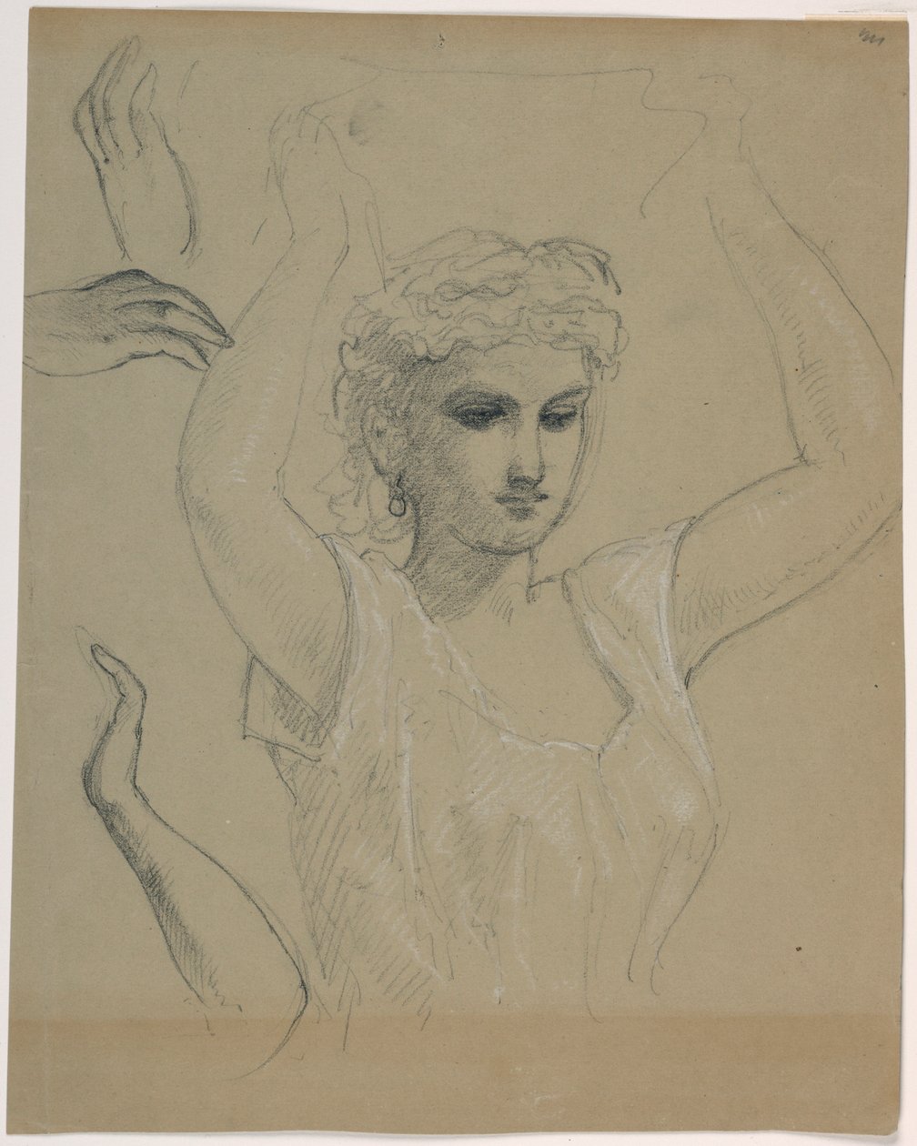 Disegno, Donna con le mani alzate A, 1844-45 da Daniel Huntington