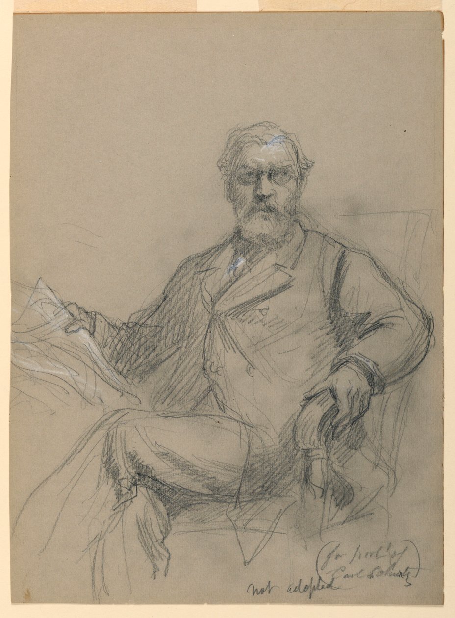 Disegno, Carl Schurz seduto che legge, 1899 da Daniel Huntington