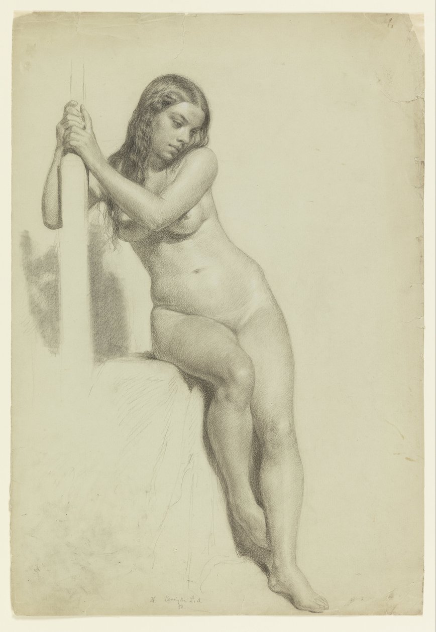 Nudo femminile appollaiato su uno sgabello da Daniel Huntington