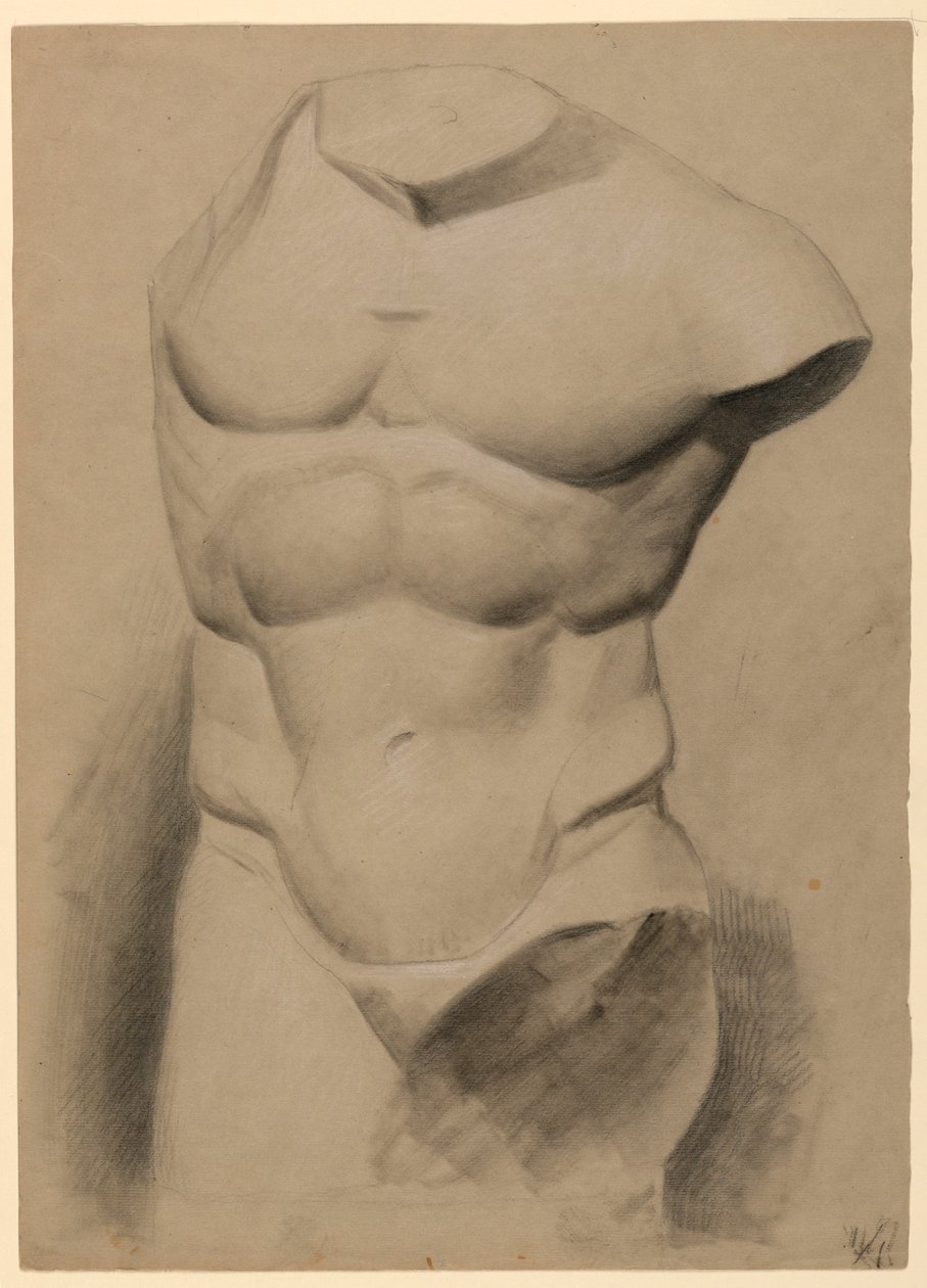 Torso Maschile da un Calco in Gesso da Daniel Huntington