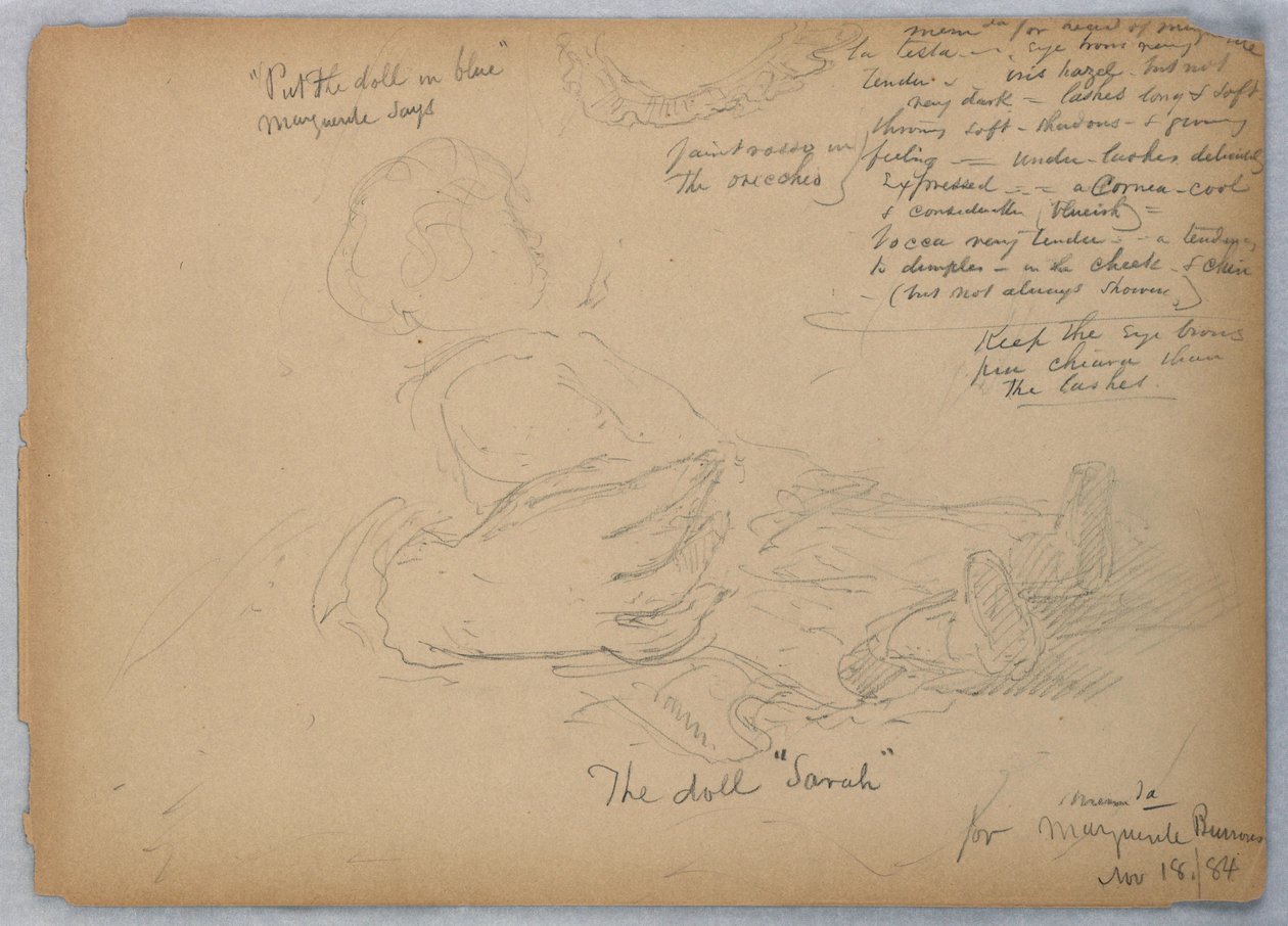 Schizzi per il ritratto di Marguerite Burrows, 18 novembre 1884 da Daniel Huntington