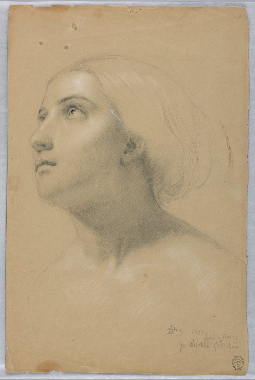 Studio per la testa della Misericordia in "Cristiana e i suoi figli" da Daniel Huntington