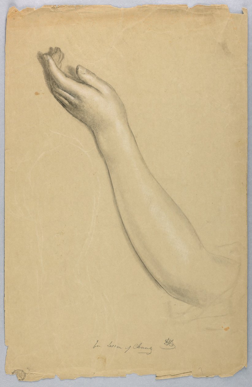 Studio della mano sinistra per "Lezione di carità" da Daniel Huntington