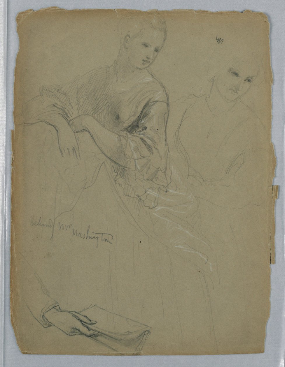 Studio di donna in piedi per "La corte repubblicana" (Giorno di ricevimento di Lady Washington) da Daniel Huntington