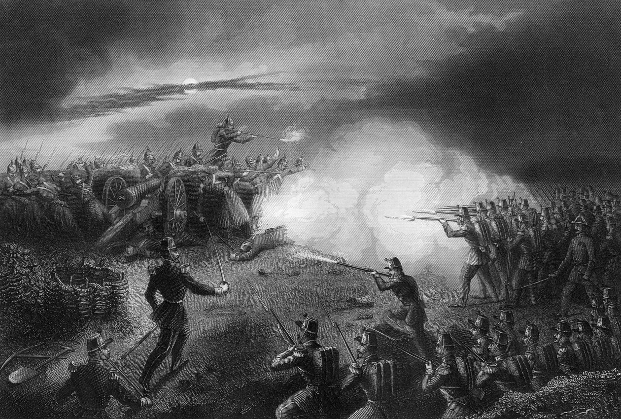 Attacco e respinta dei russi, davanti a Sebastopoli, Guerra di Crimea, 1857 da Daniel John Pound