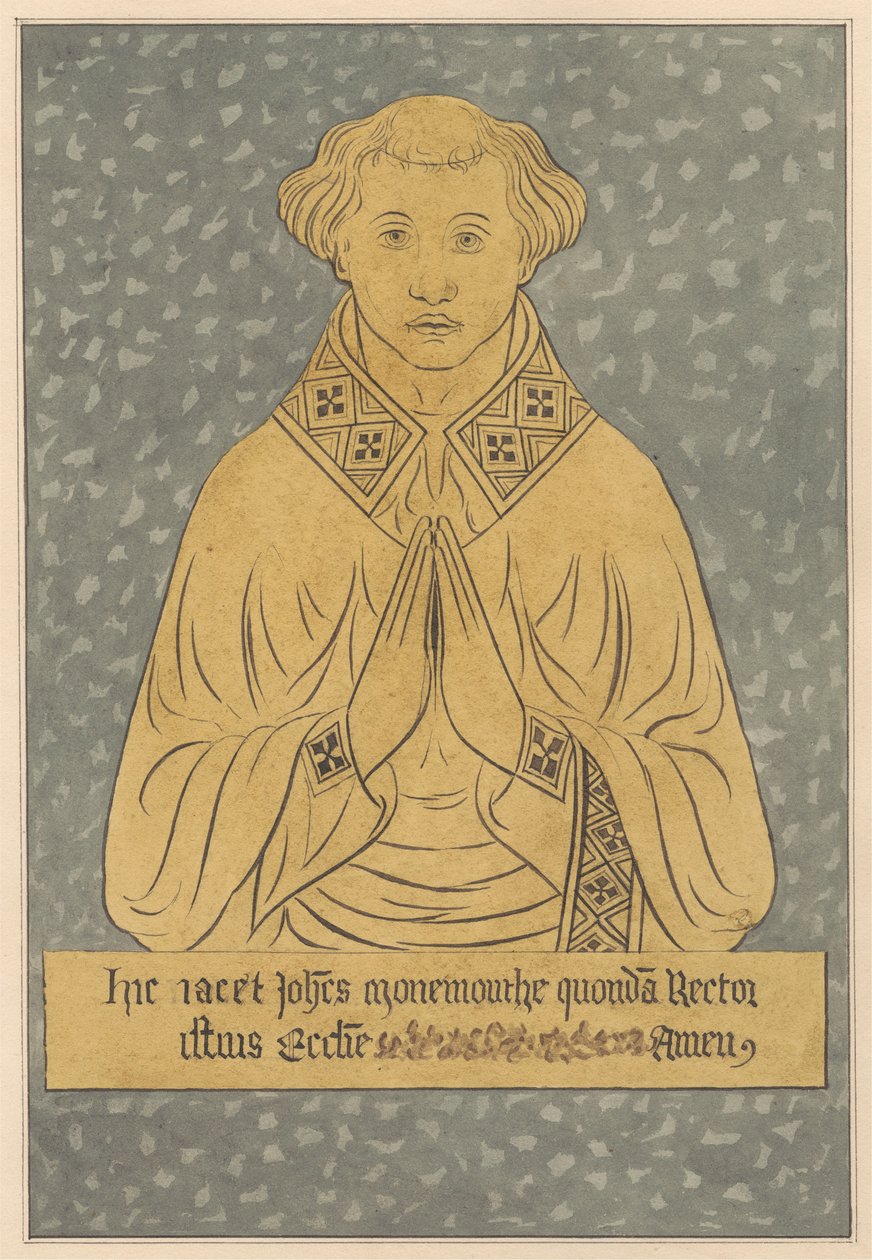 Piastra di ottone per un rettore della chiesa di Harlington da Daniel Lysons
