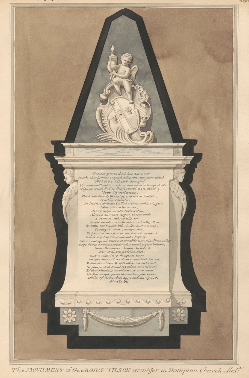 Memoriale a George Tilson dalla Chiesa di Hampton da Daniel Lysons