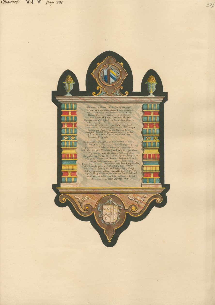 Memoriale a Marie Walker dalla Chiesa di Chadwick da Daniel Lysons
