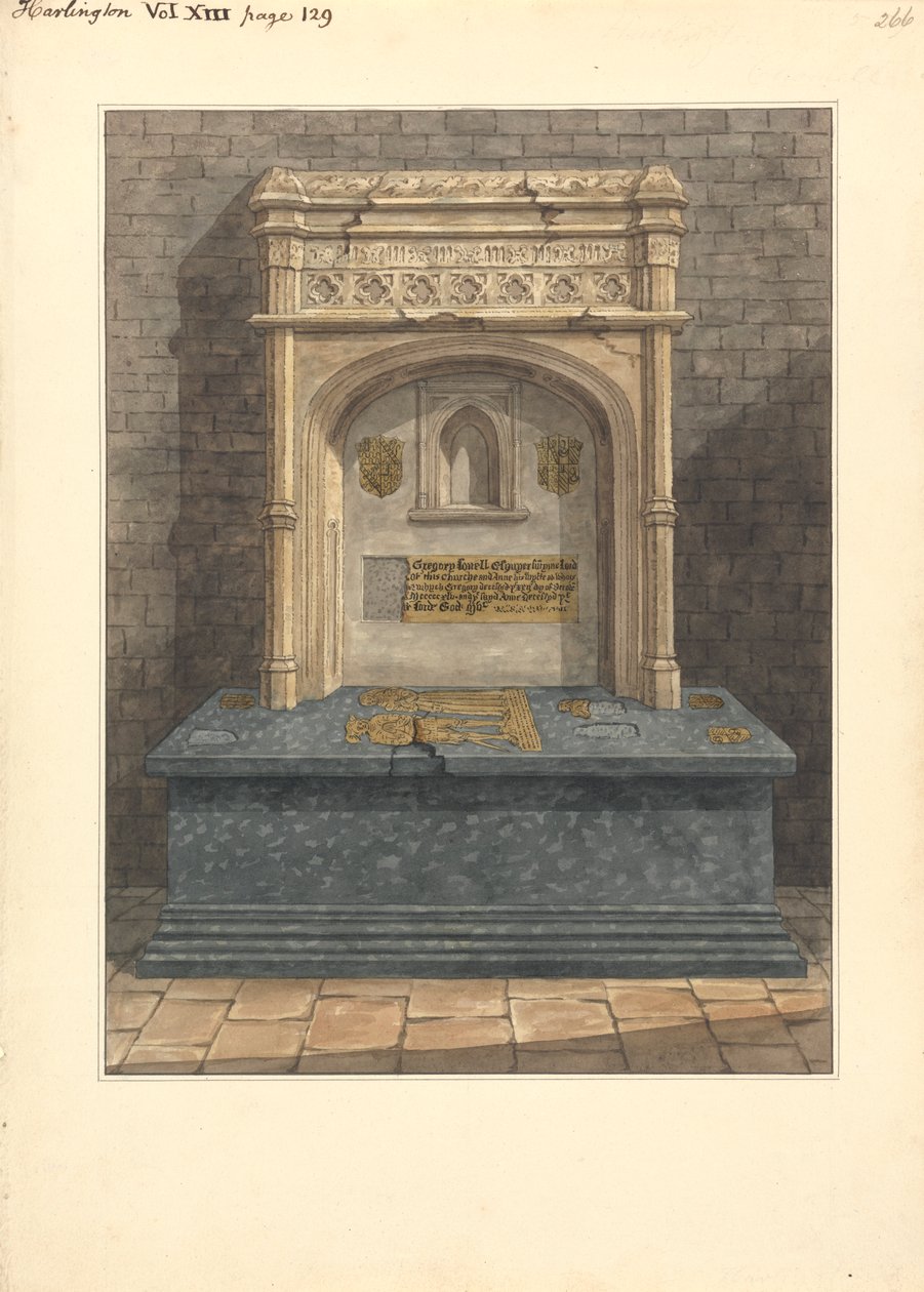 Tomba di Gregory Lovell e sua moglie Anne, Chiesa di Harlington da Daniel Lysons