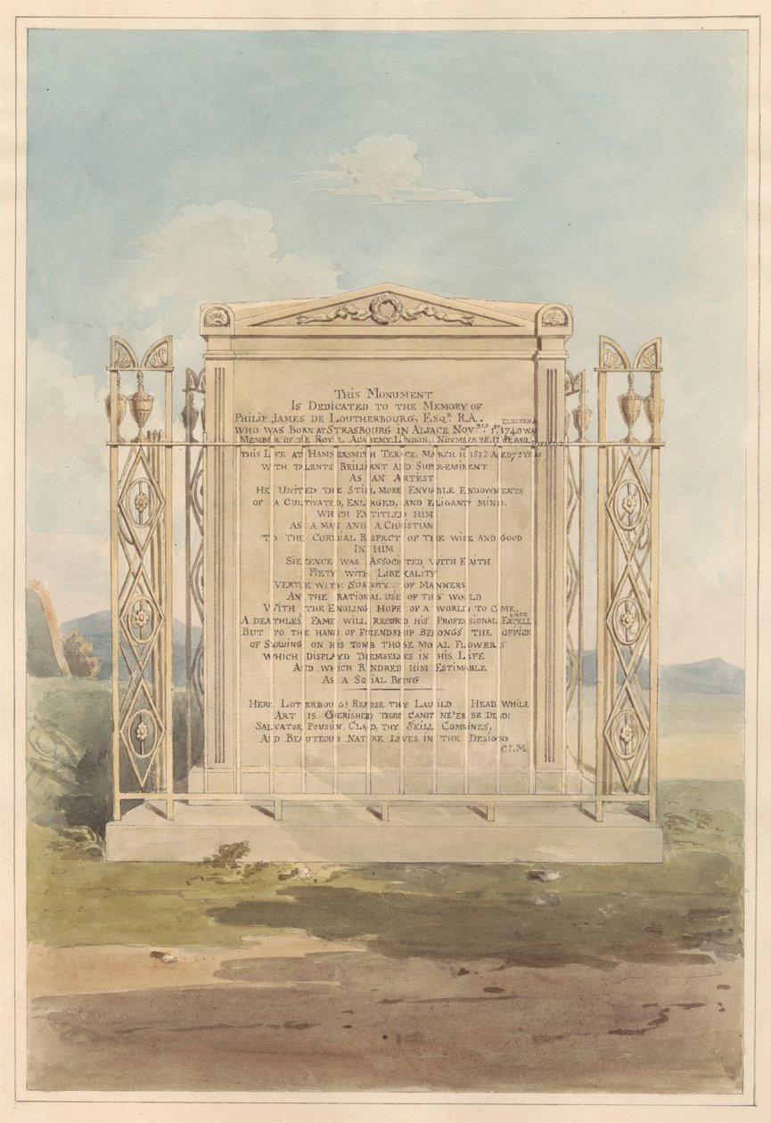 Tomba di Philip James de Loutherbourg, dal cimitero di Chiswick da Daniel Lysons