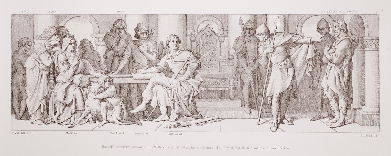 La prigionia di Harold annunciata a Guglielmo di Normandia, che viene informato che Guy di Ponthieu chiede un riscatto per lui, da 