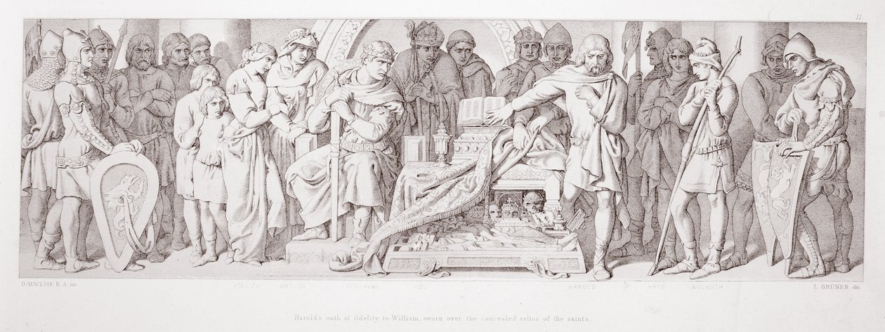 Il giuramento di fedeltà di Harold a Guglielmo, giurato sulle reliquie nascoste dei santi, da 