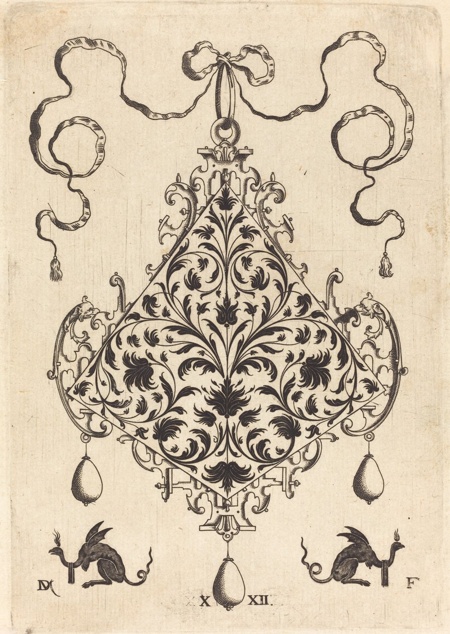 Grande pendente, disegno di fogliame ornamentale da Daniel Mignot