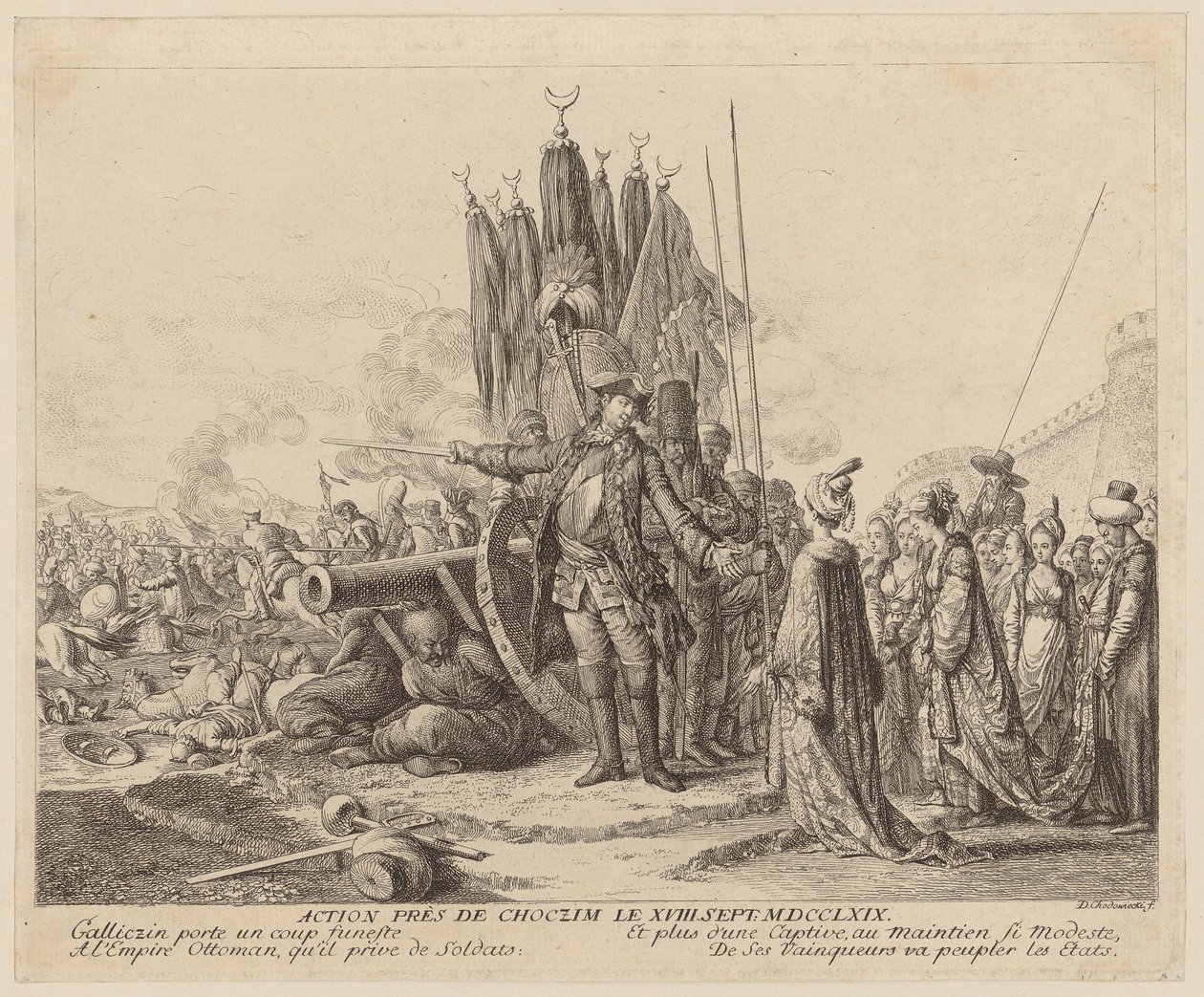 Battaglia nei pressi di Choczim, il 18 settembre 1769 da Daniel Nikolaus Chodowiecki