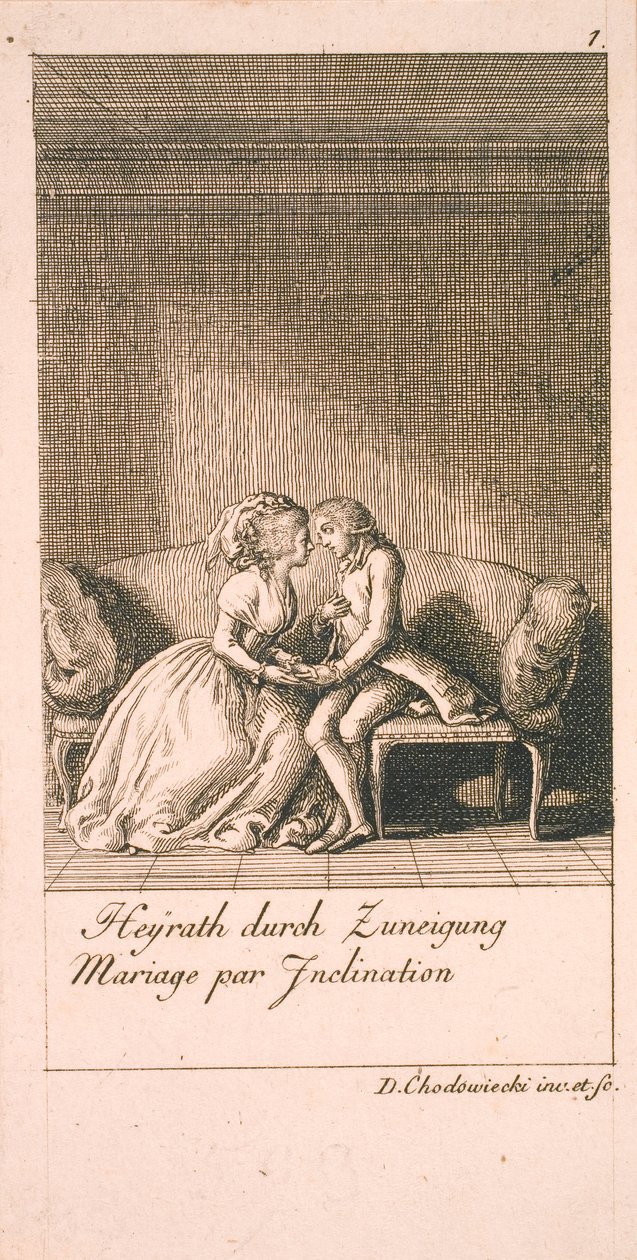 Motivi per il matrimonio e le loro conseguenze. Bl. 1 da Daniel Nikolaus Chodowiecki