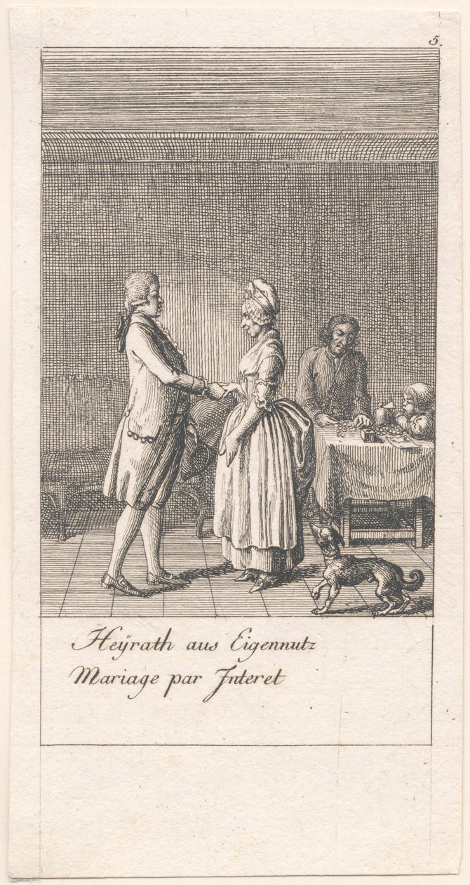 Motivi per il matrimonio e le loro conseguenze. Bl. 3 da Daniel Nikolaus Chodowiecki