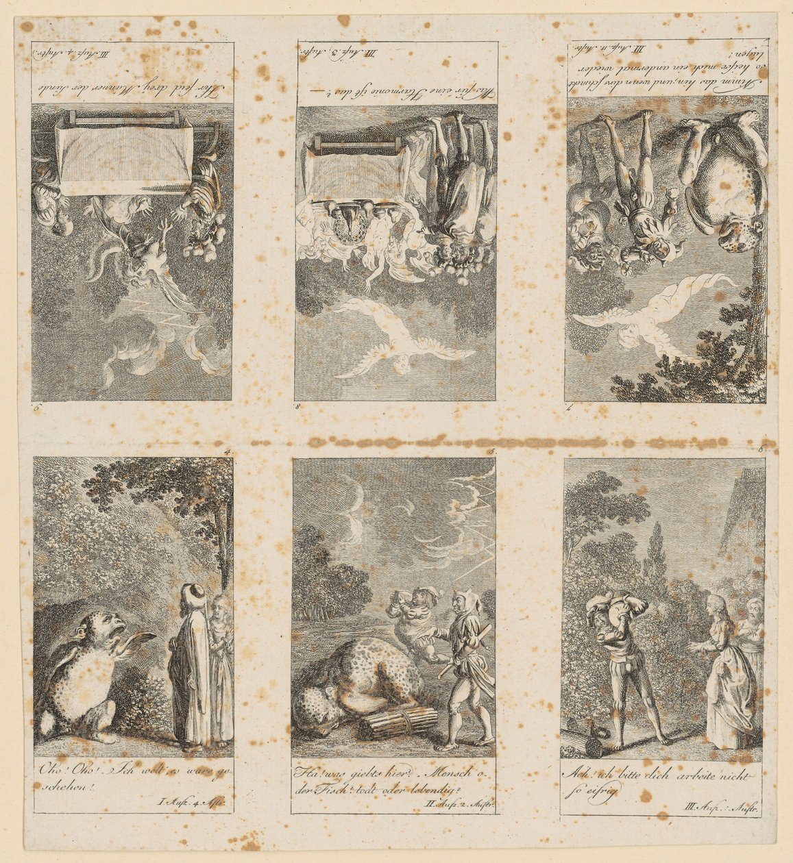 Fogli 4-9 per «La tempesta» di Shakespeare da Daniel Nikolaus Chodowiecki