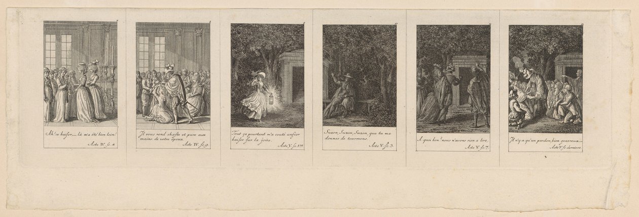 Pagine 7-12 del "Matrimonio di Figaro" da Daniel Nikolaus Chodowiecki