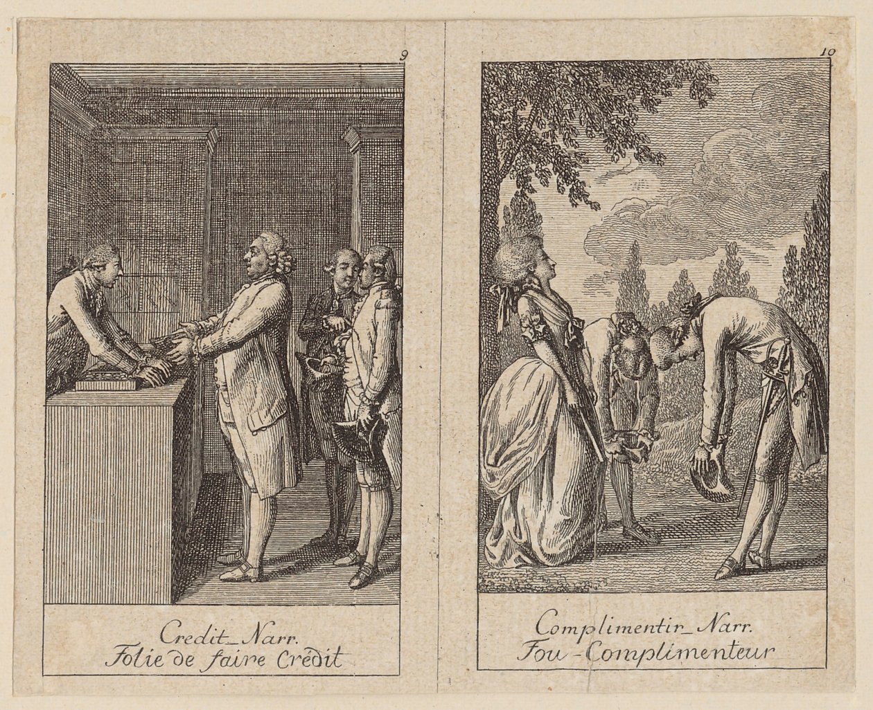 Fogli 9 e 10 del *Centifolium Stultorum*, Follie da Daniel Nikolaus Chodowiecki