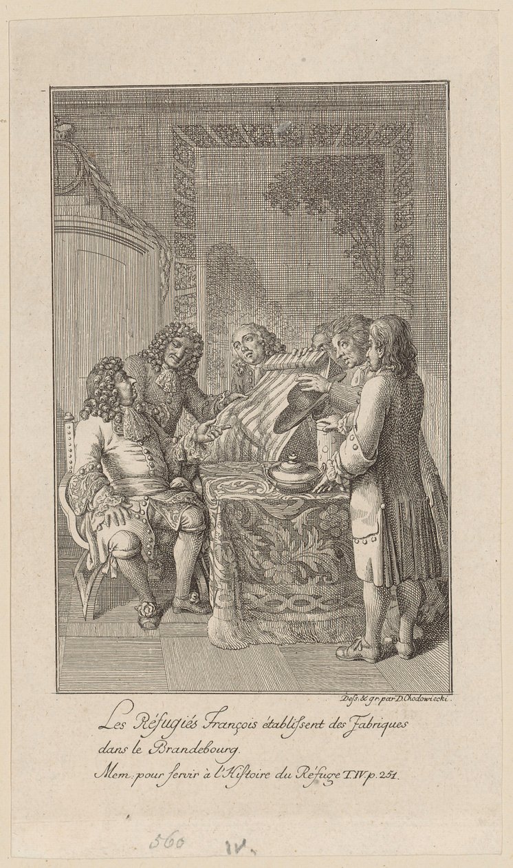 Foglio relativo alle "Mémoires [...] des réfugiés", quarto volume da Daniel Nikolaus Chodowiecki