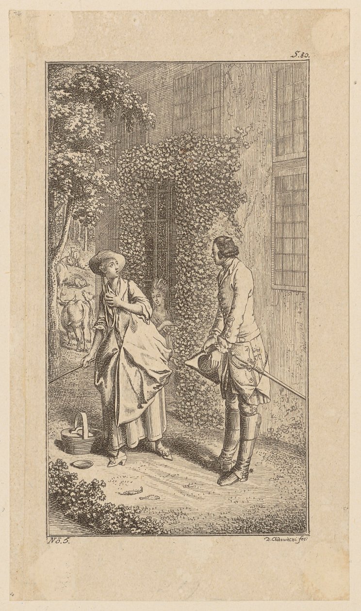 La visita di Bunkel al suo amico Carl Turner, foglio 5 tratto da "Vita, osservazioni e opinioni di Johann Bunkel" da Daniel Nikolaus Chodowiecki