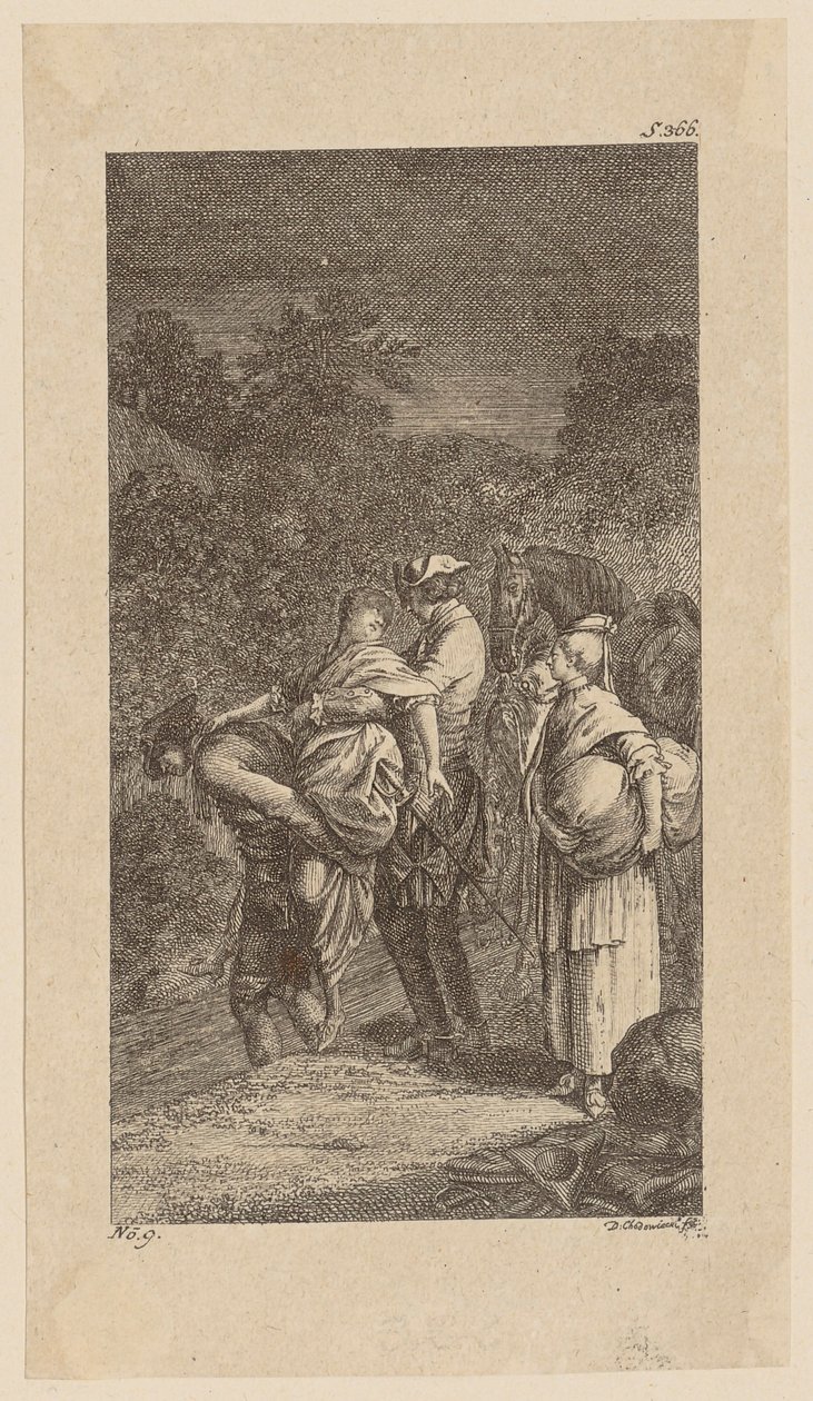 Il rapimento di Miss Martha Tilston e Alithea Landsoy, pagina 8 tratta da "Vita, osservazioni e opinioni di Johann Bunkel" da Daniel Nikolaus Chodowiecki