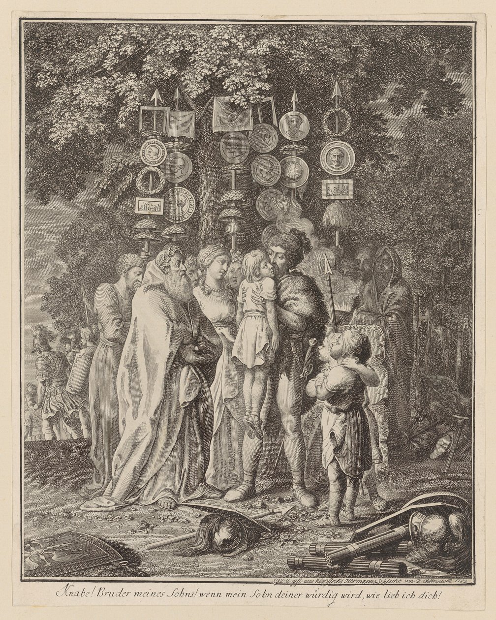 Prima pagina di “Vite di grandi tedeschi” di Klein, primo volume da Daniel Nikolaus Chodowiecki