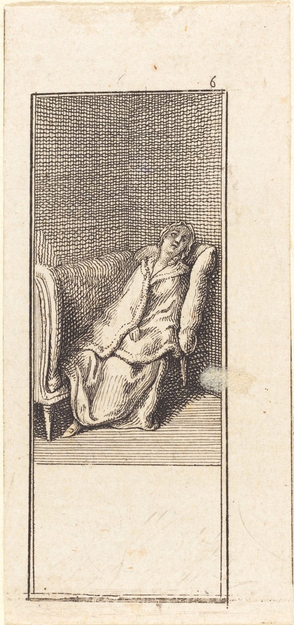 Ragazza che dorme sul divano da Daniel Nikolaus Chodowiecki