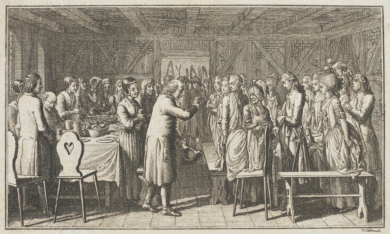 Illustrazione per il libro di Paul Erdman *Fest Wandsbecher* “Messaggero di M. Claudio”, quarta parte da Daniel Nikolaus Chodowiecki