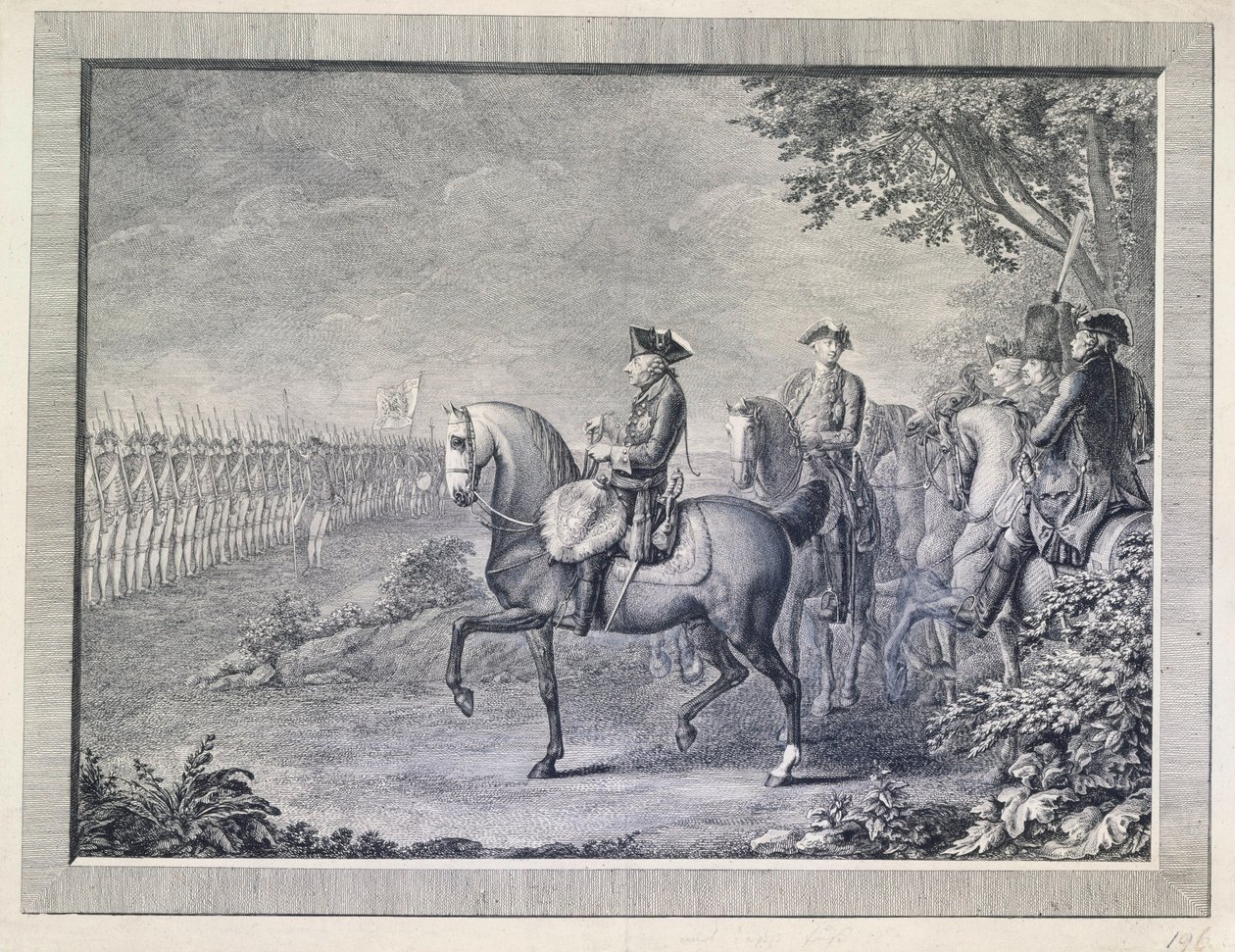 Re Federico II. Parata d’onore a Potsdam da Daniel Nikolaus Chodowiecki