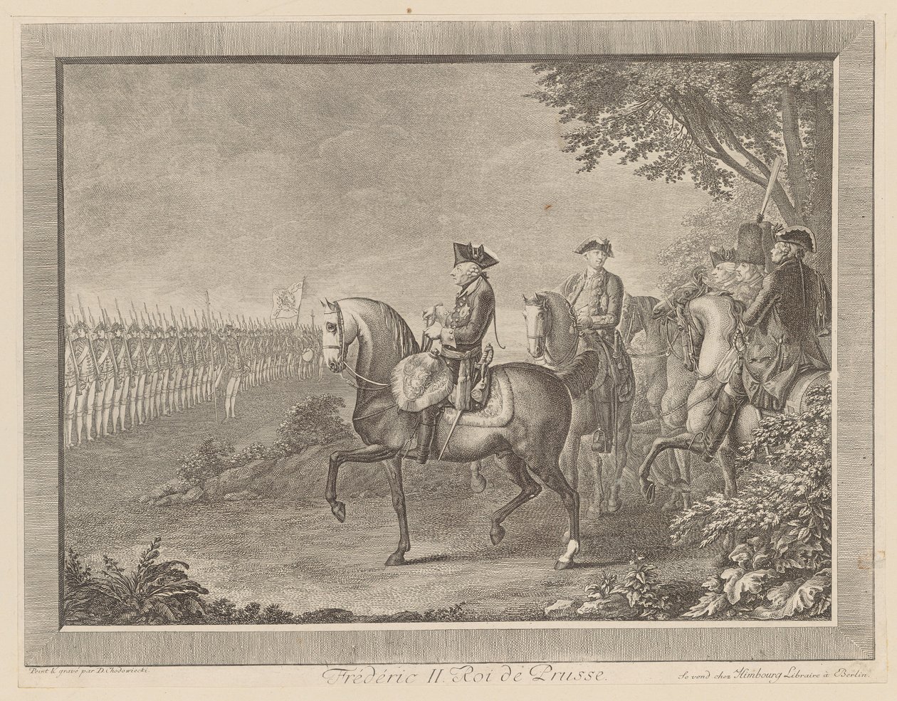 Il re Federico II di Prussia, parata delle guardie a Potsdam da Daniel Nikolaus Chodowiecki
