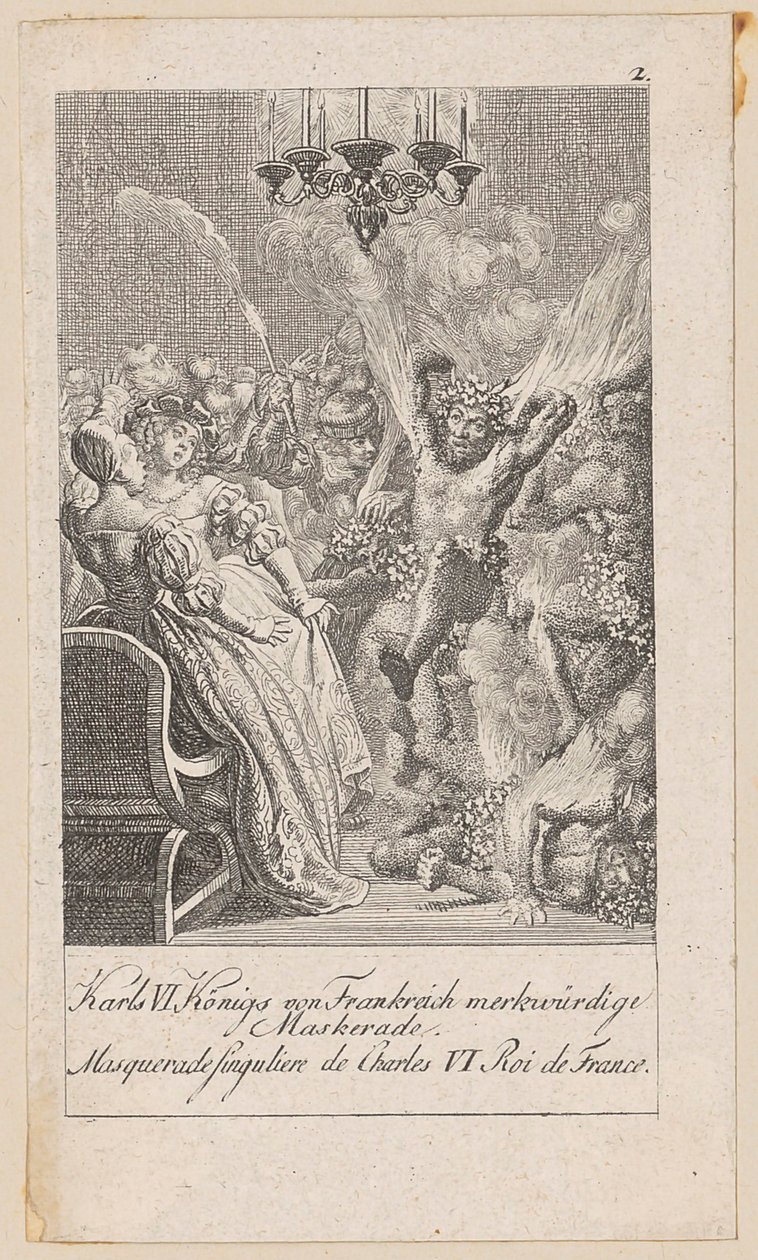 Notevole mascherata di Carlo VI di Francia, tavola 2 della serie «Storia antica, medievale e moderna» da Daniel Nikolaus Chodowiecki