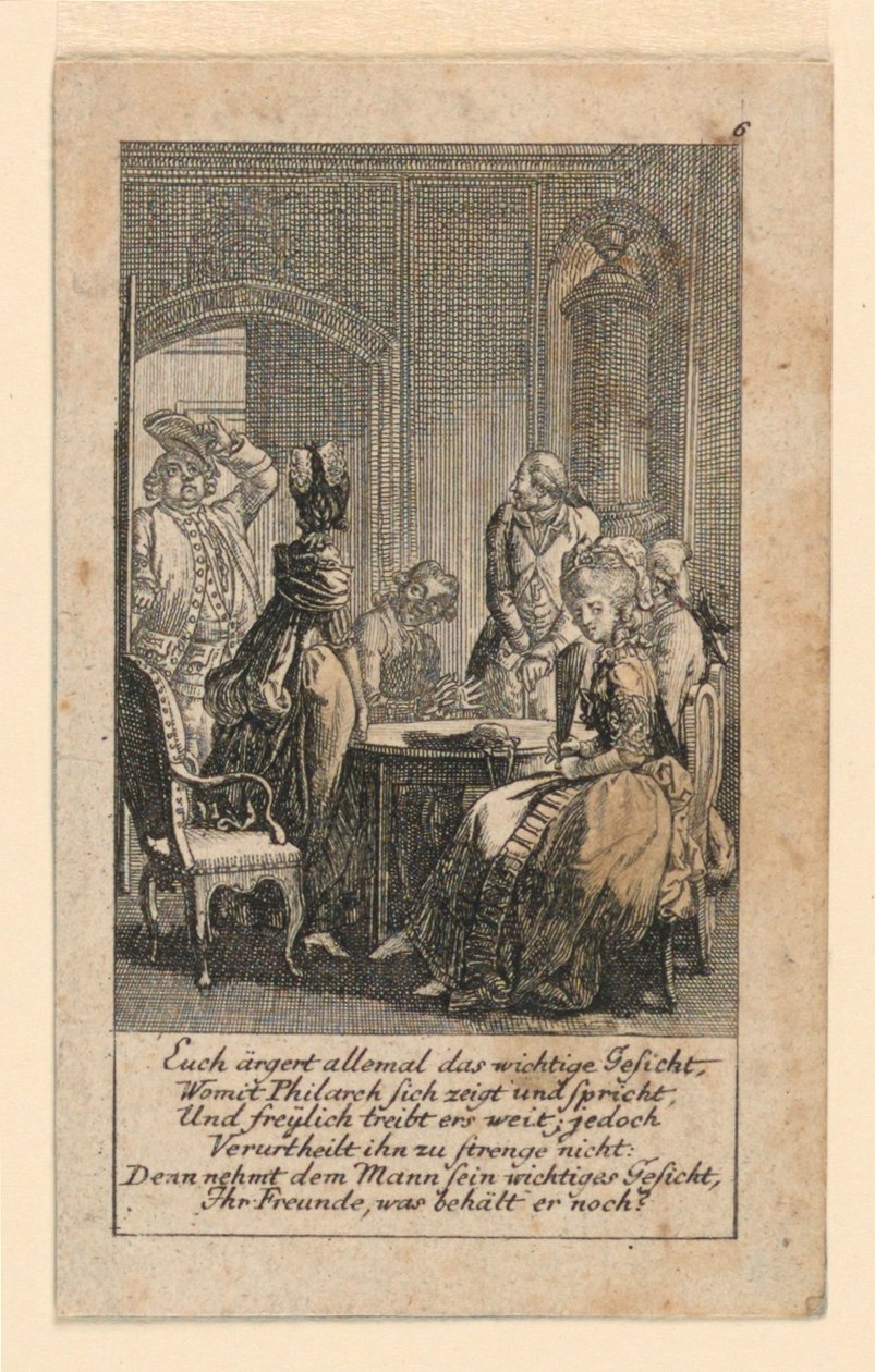 Pomposità, Illustrazione per "Königl: Grosbrit [anische] Genealogischer Kalender auf das 1780 Jahr Lauenberg bey J.G. Berenberg" da Daniel Nikolaus Chodowiecki
