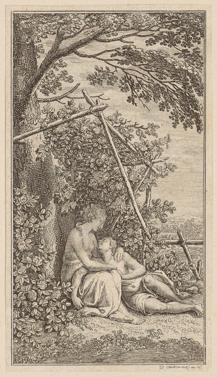 Canto del cigno, tavola 7 della prima edizione delle "Poesie di Gottfried August Bürger" da Daniel Nikolaus Chodowiecki